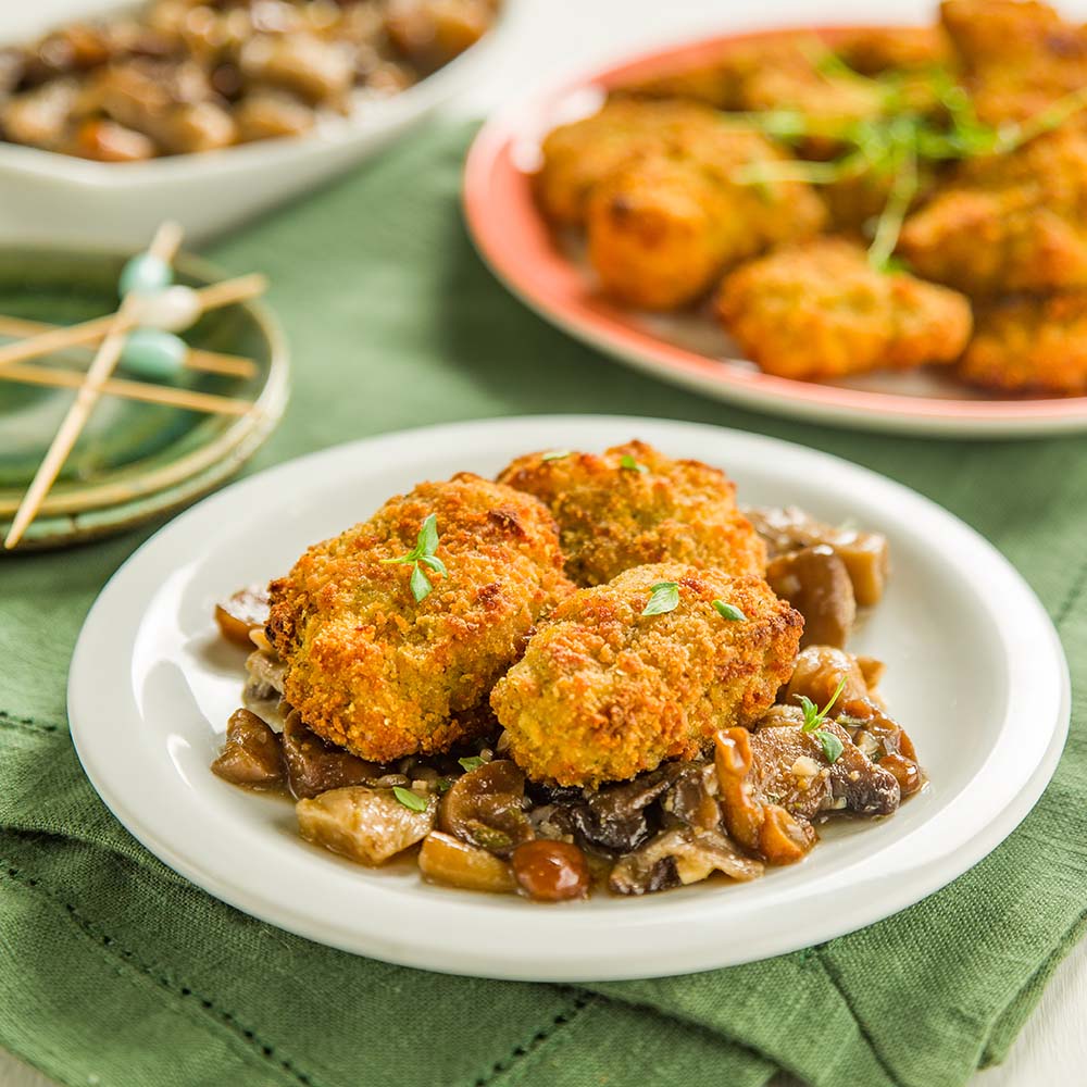 Isca de Frango com Mix de Cogumelos